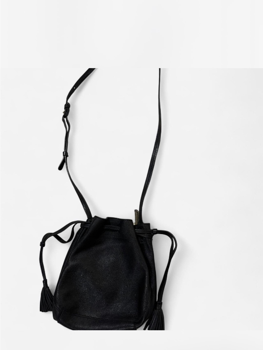Black Drawstring Crossbody Bag - Women